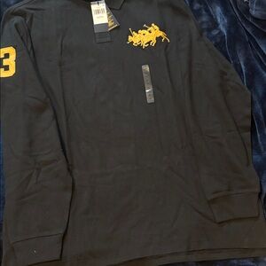 Ralph Lauren Blue Label Black Polo with Yellow Embroidery
